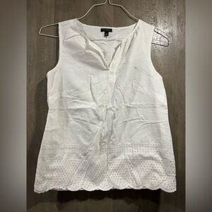 Talbots White Sleeveless Top with Eyelet Detail size XS
